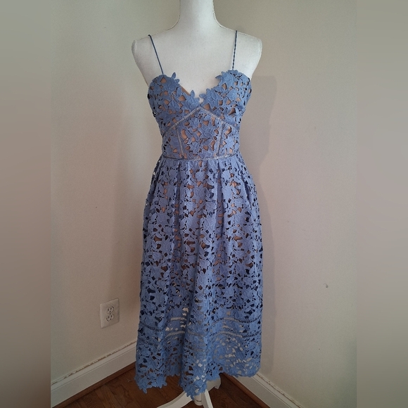 Self-Portrait Azalea Lace Dress in Baby Blue Size 0 - Picture 2 of 13